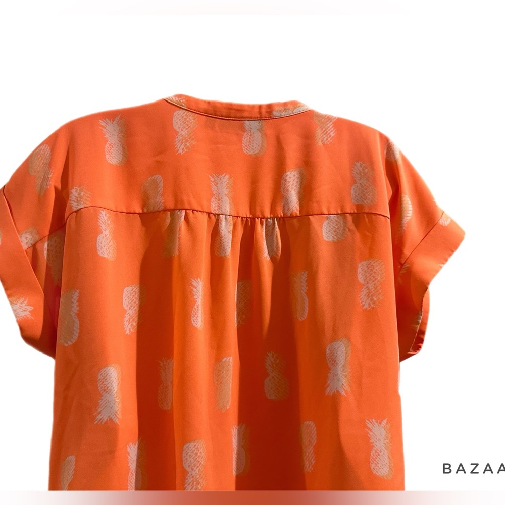 APT 9. Women's Neon Pineapple short sleeve Chiffon Blouse - Picture 6 of 7